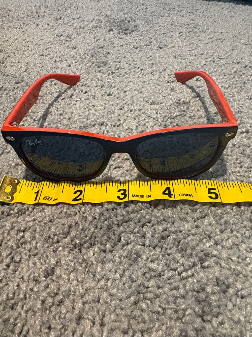 Small kid Ray Bans orange and navy